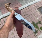 Wolf Head Handmade Hunting And Camping Straight Knife (8)